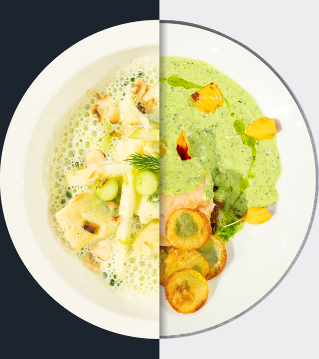 Agnolotti mit Bärlauchsauce vs. Konfierter Saibling