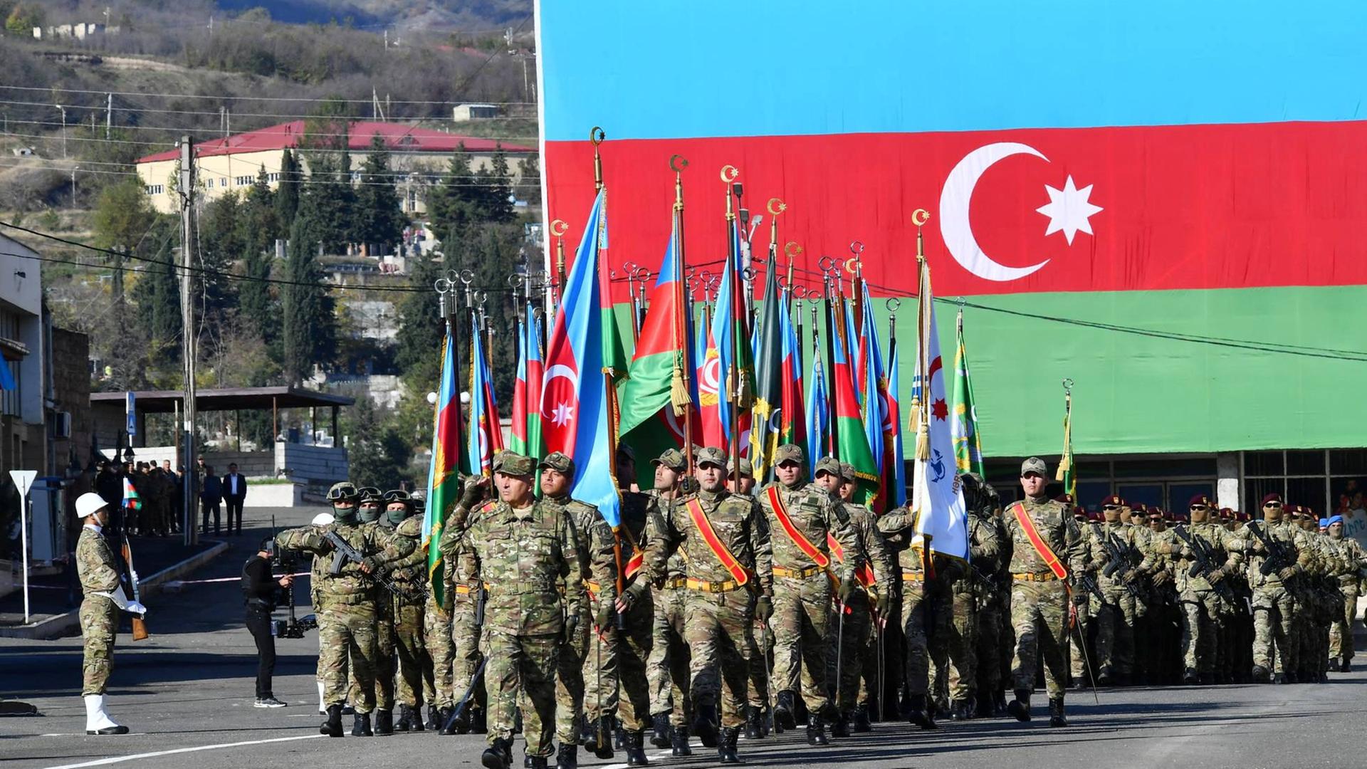 Military parade of Azerbaijan's armed forces in Khankendi 