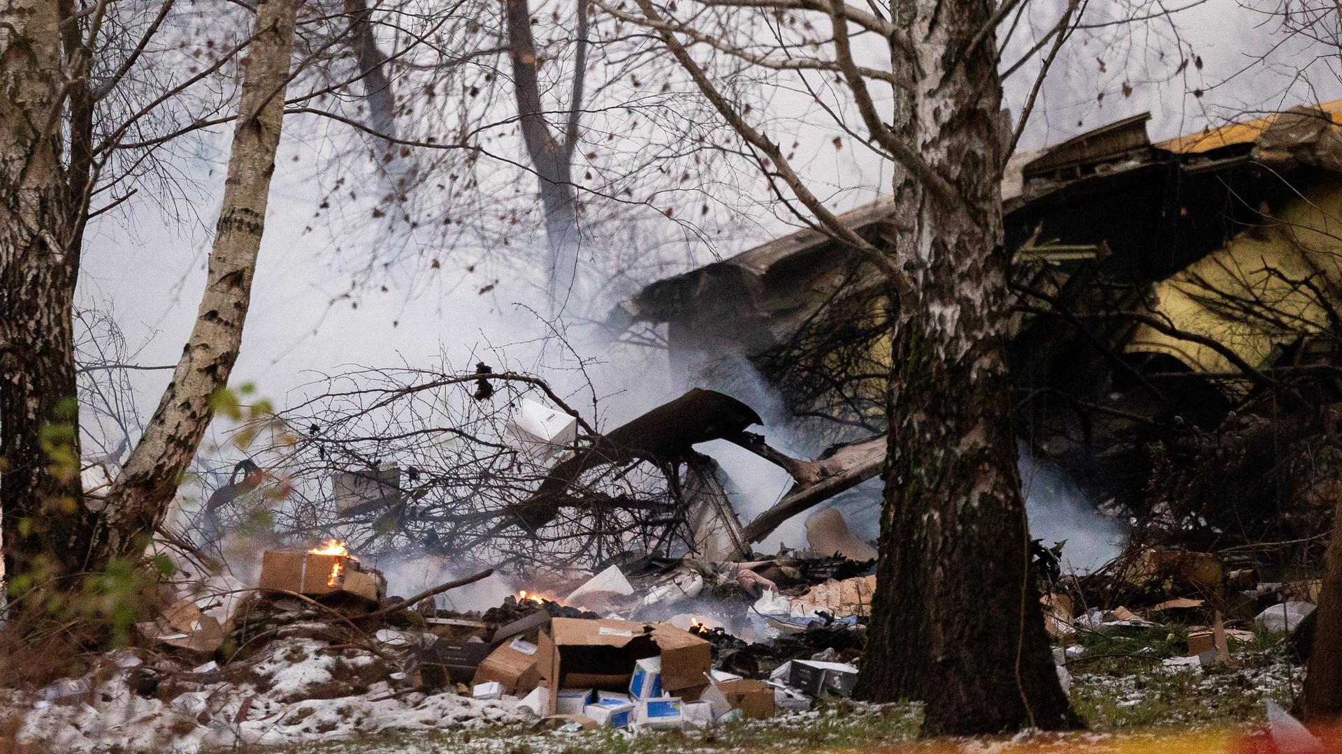 DHL cargo plane crash site near Vilnius international airport