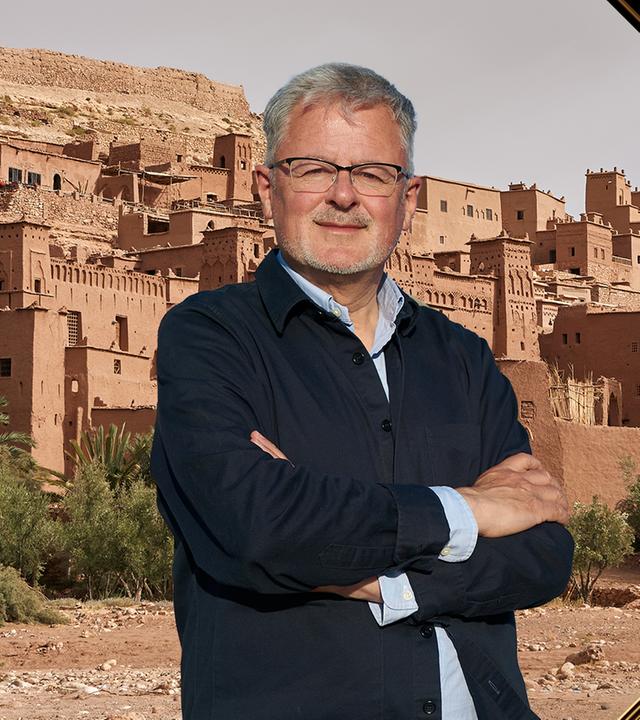 Ait-Ben-Haddou in Marokko, eine historische Festunganlage, links im Vordergrund Christopher Clark