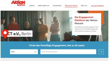 Screenshot der Startseite der "Engagement-Plattform" der "Aktion Mensch"
