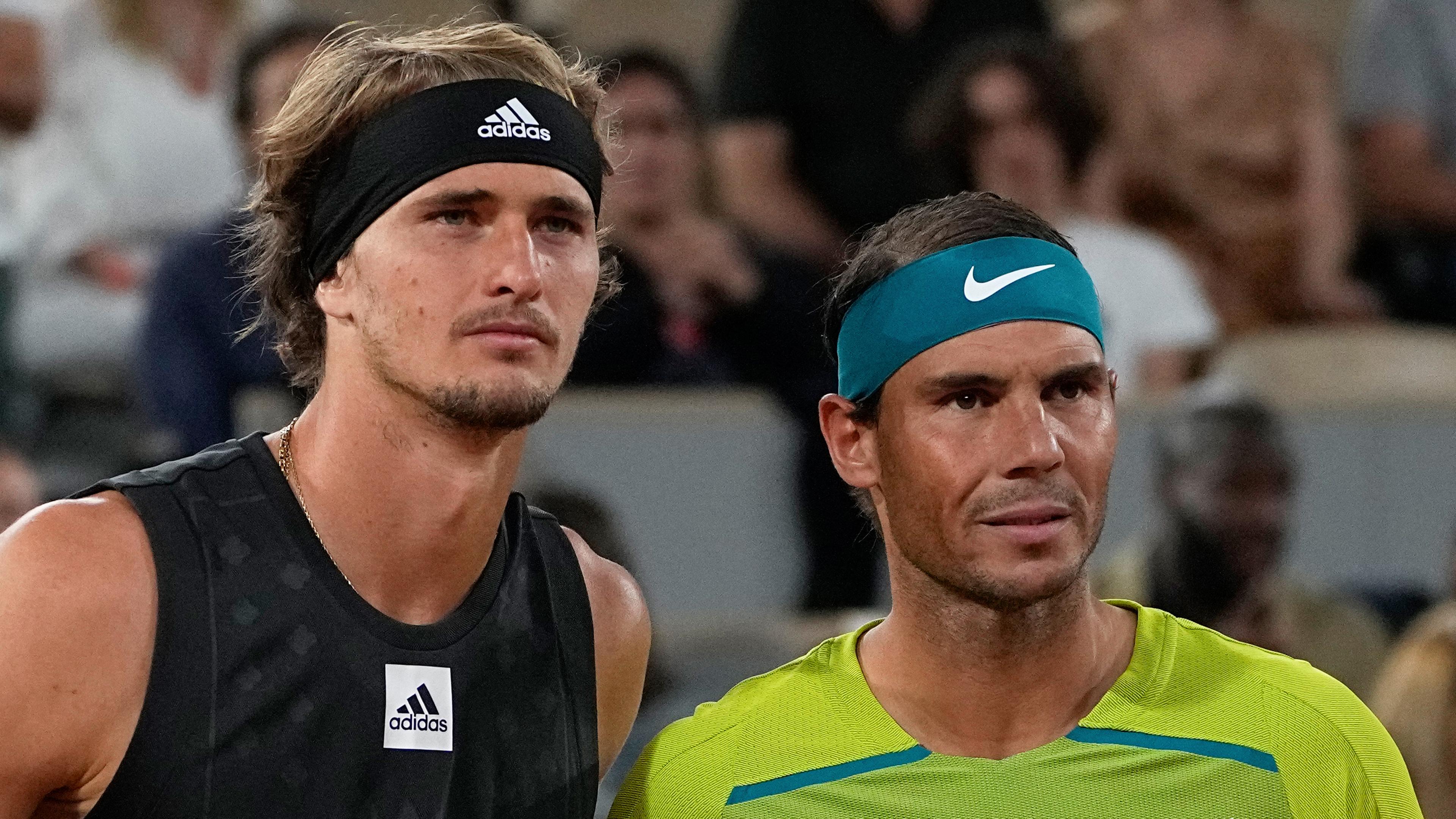 Archiv: Alexander Zverev und Rafael Nadal am 03.06.2022.