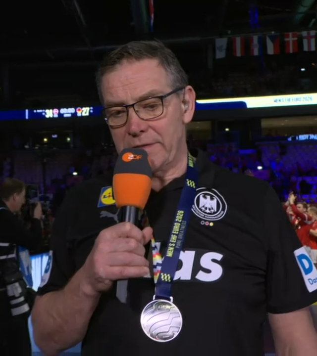 Alfred Gislason, deutscher Handballtrainer, im Interview nach dem Finale der Handball-Europameisterschaft 2026 zwischen Dänemark und Deutschland.