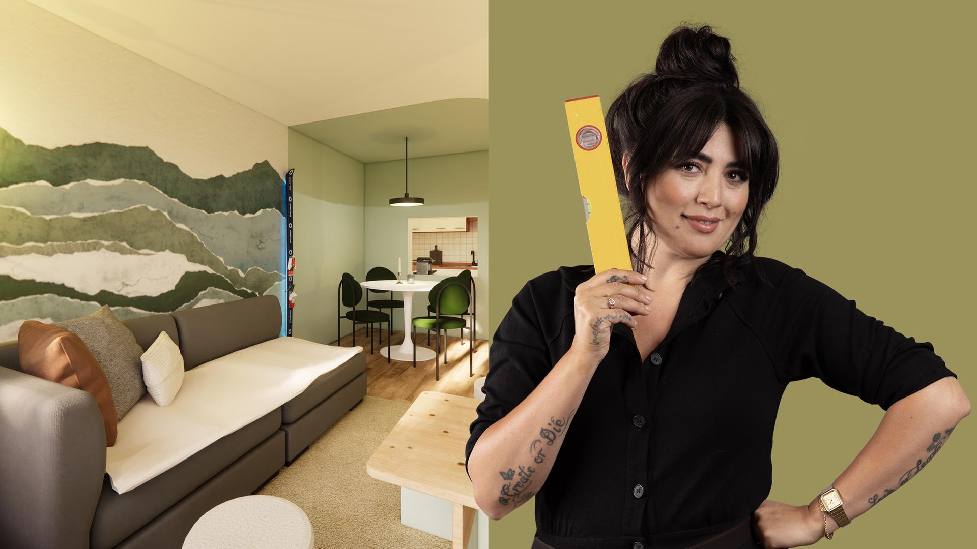 Wohnküche und Moderatorin Emell