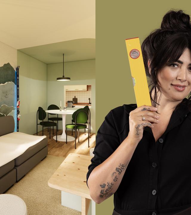 Wohnküche und Moderatorin Emell