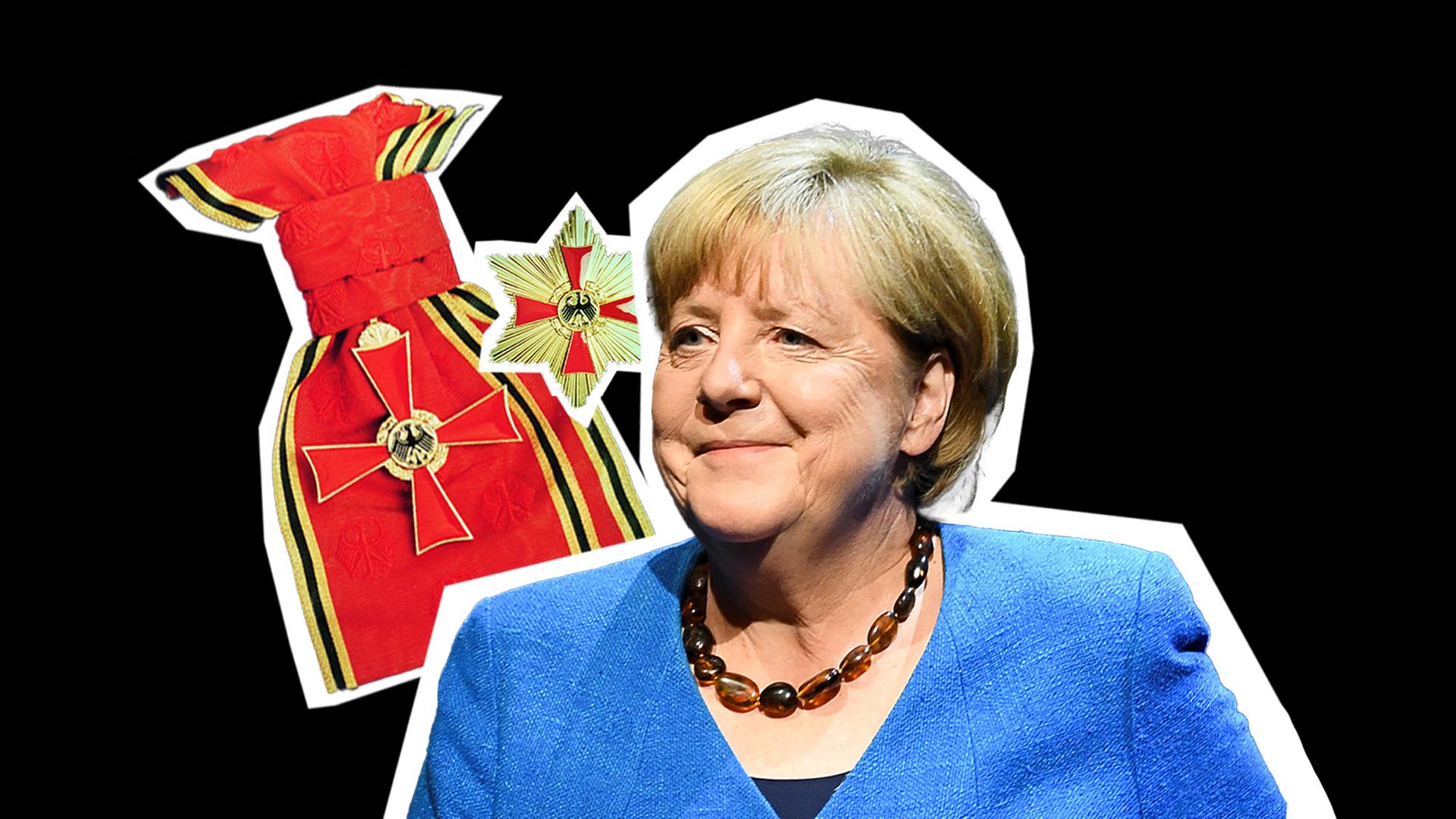 Altkanzlerin Angela Merkel und das Großkreuz des Verdienstordens der Bundesrepublik Deutschland