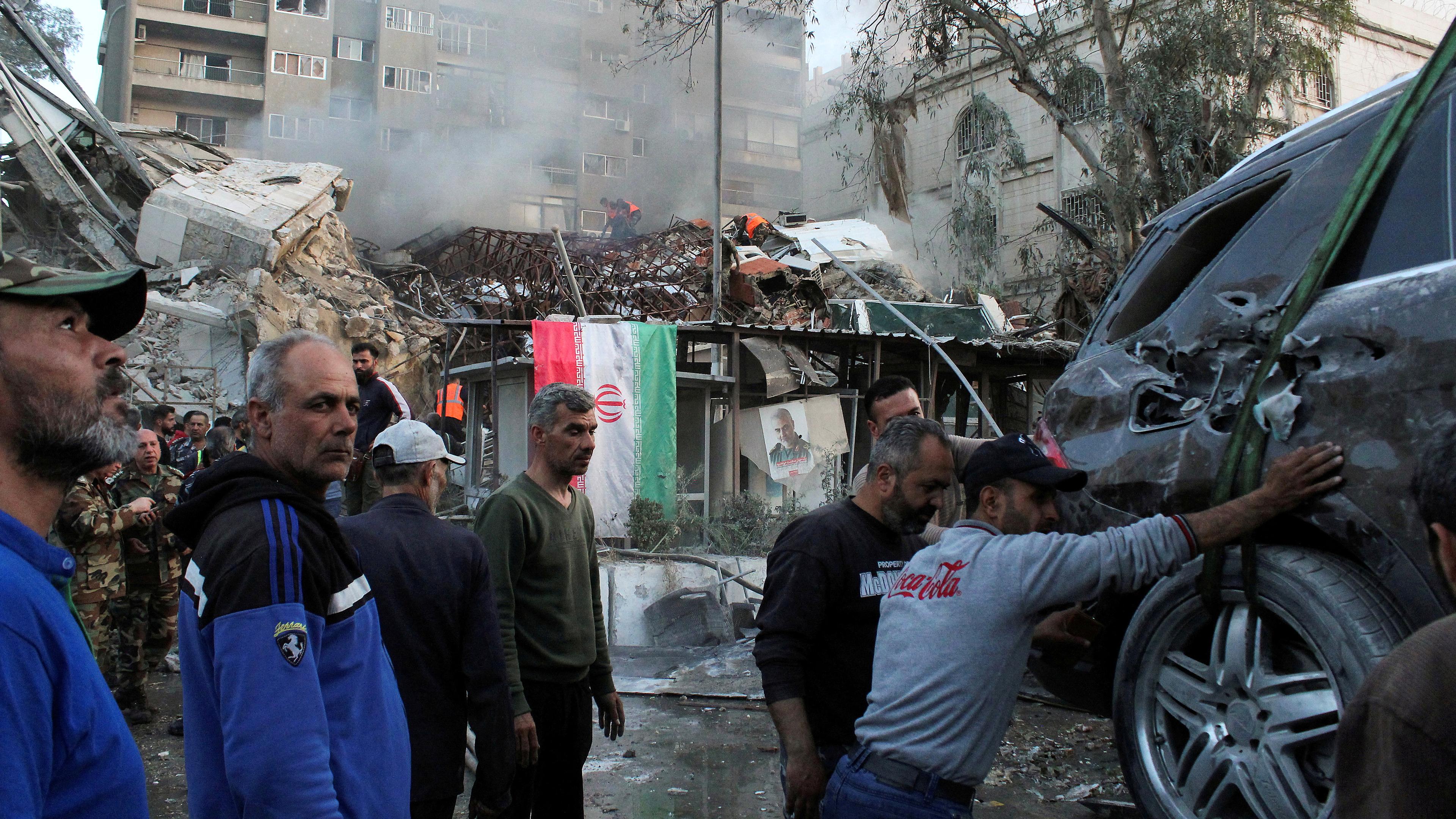 Luftangriff auf das iranische Konsulat in der syrischen Hauptstadt Damaskus, aufgenommen am 01.04.2024