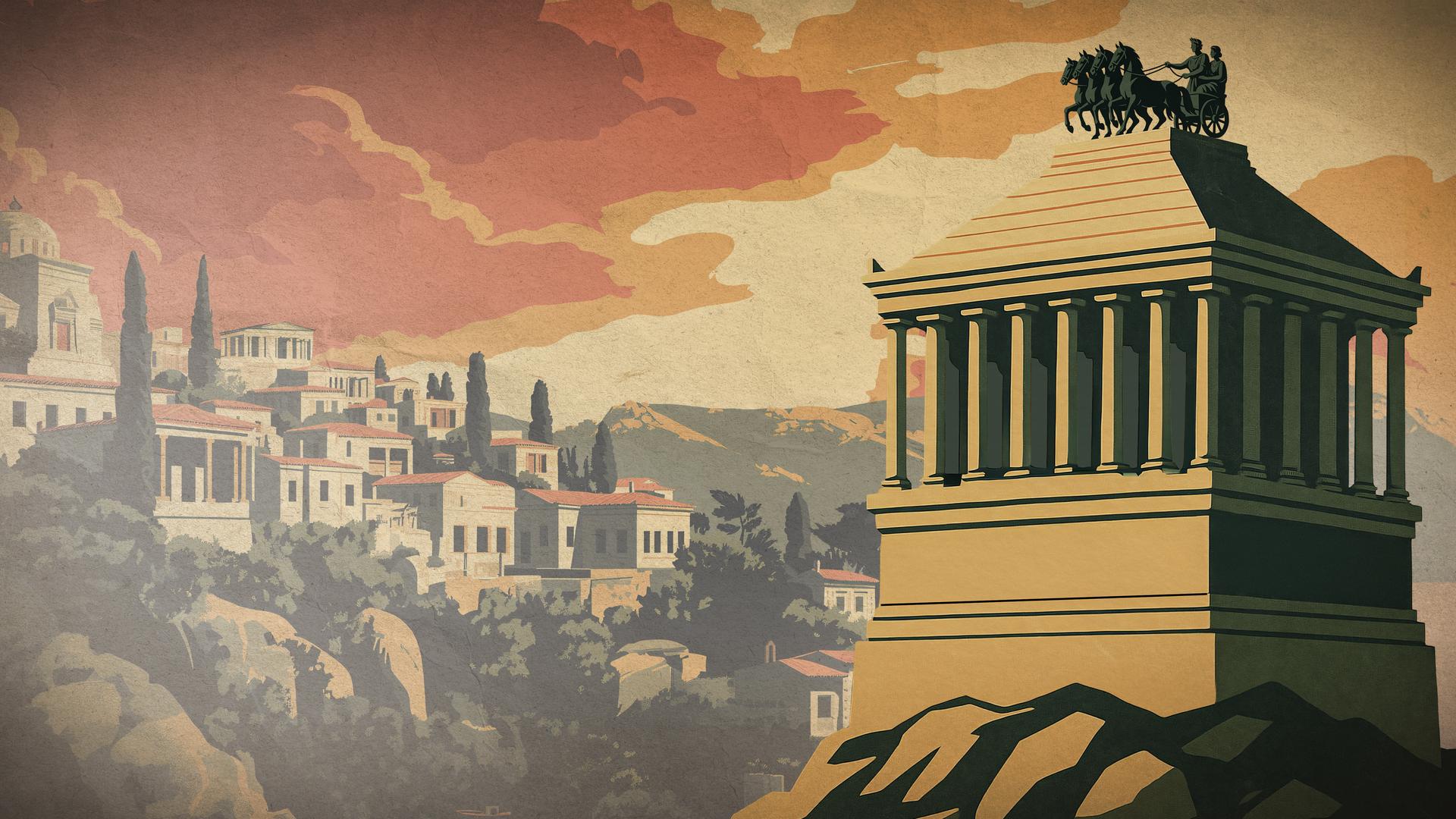 Illustrative Darstellung des Mausoleums von Halikarnassos