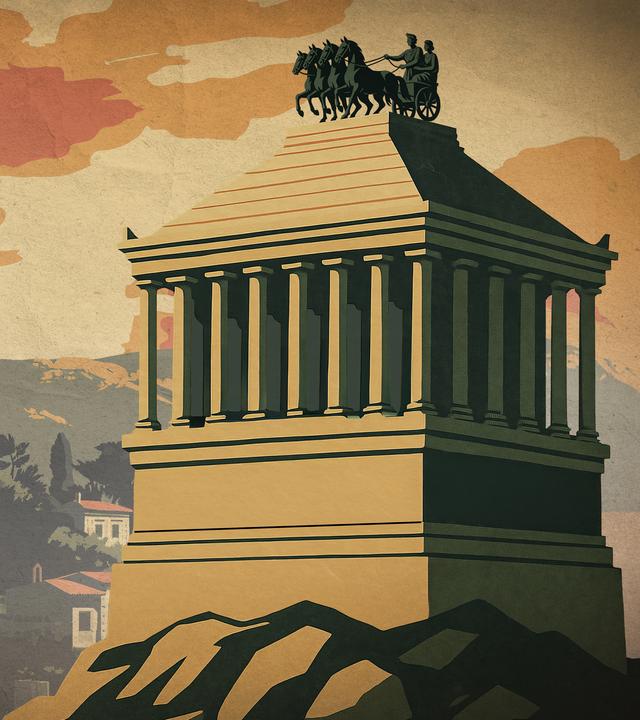 Illustrative Darstellung des Mausoleums von Halikarnassos