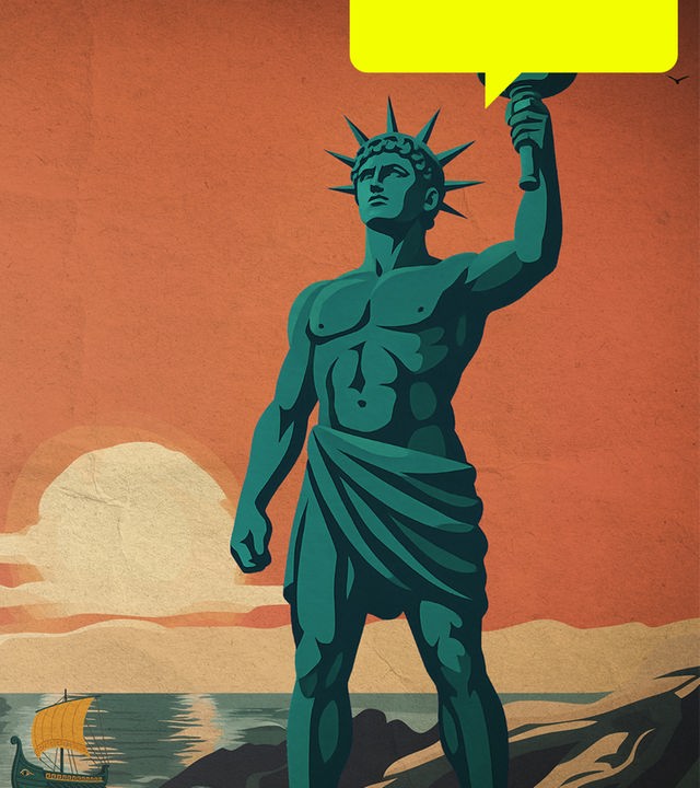 Illustrative Darstellung des Koloss von Rhodos