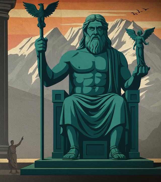 Illustrative Darstellung der Zeus-Statue in Olympia