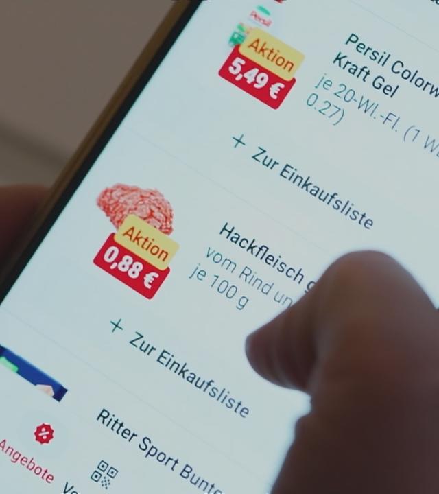 Eine Einkaufapp auf dem Smartphone.