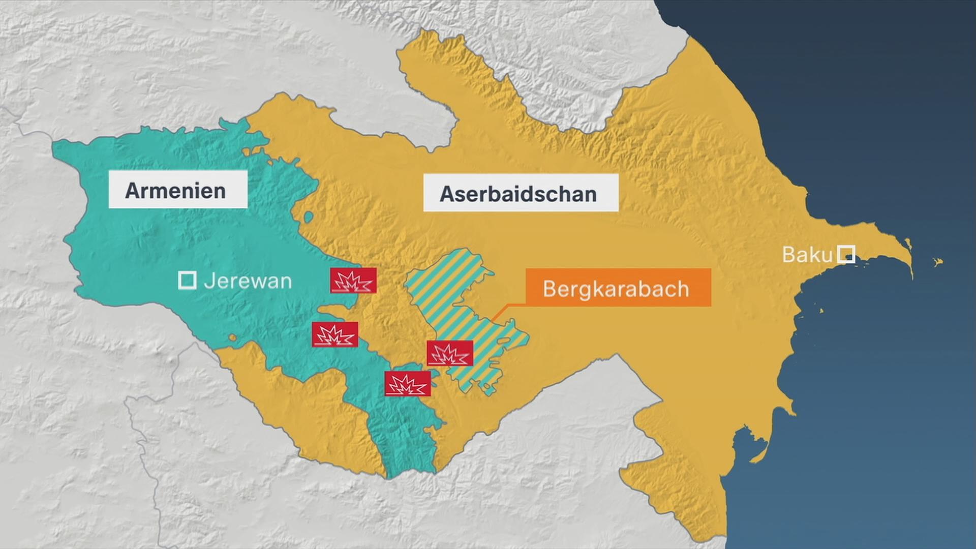 Karte von Armenien und Aserbaidschan