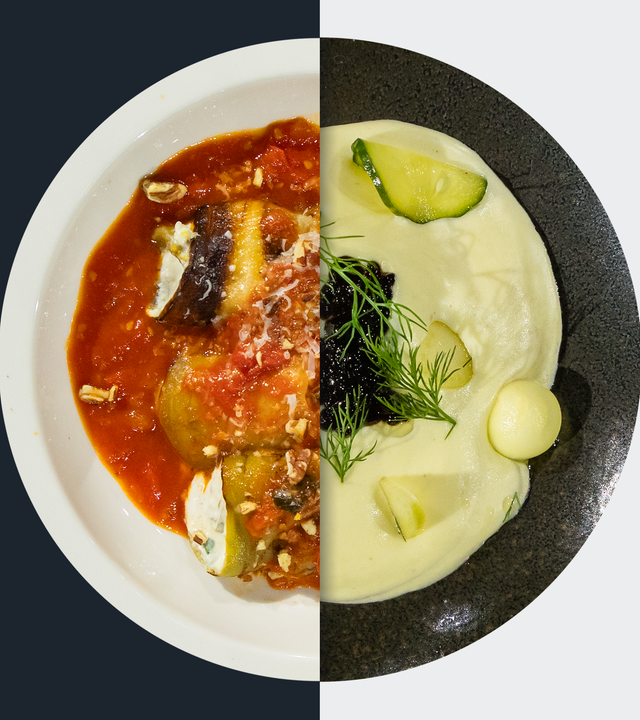 Auberginen-Röllchen vs. Pochiertes Ei