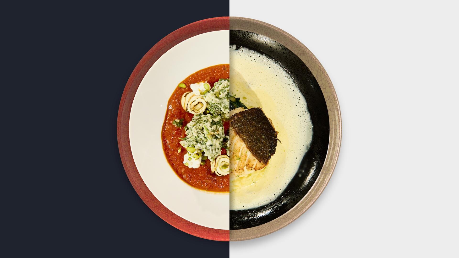 Auberginenröllchen vs. Kabeljaufilet