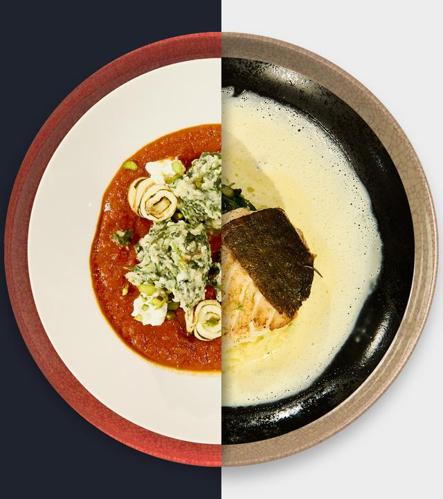 Auberginenröllchen vs. Kabeljaufilet