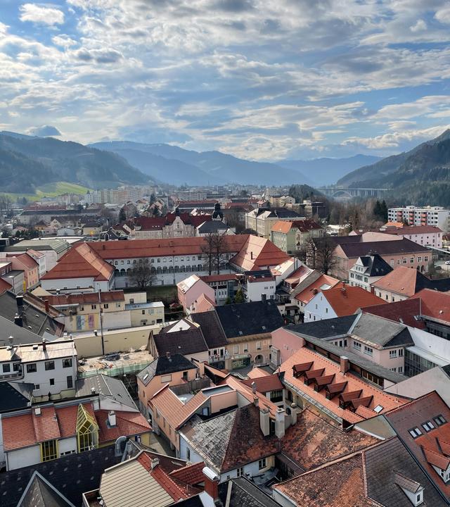 Ausblick auf Judenburg vom Sternenturm aus.