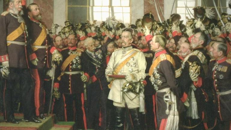 Aufnahme eines historischen Bildes auf dem Bismarck nach der Reichsgründung zu sehen ist.