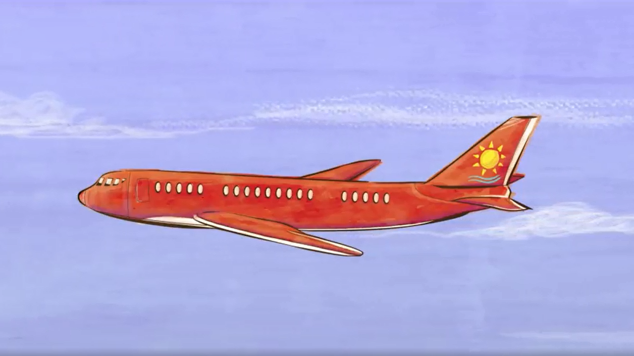 Flugzeug vor blauem Himmel