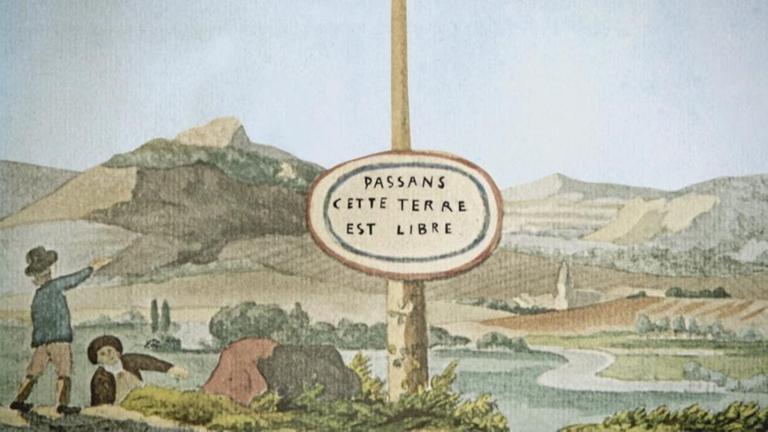 Ausschnitt aus einem Aquarell von Goethe. Darauf ist der sogenannte Freiheitsbaum abgebildet.