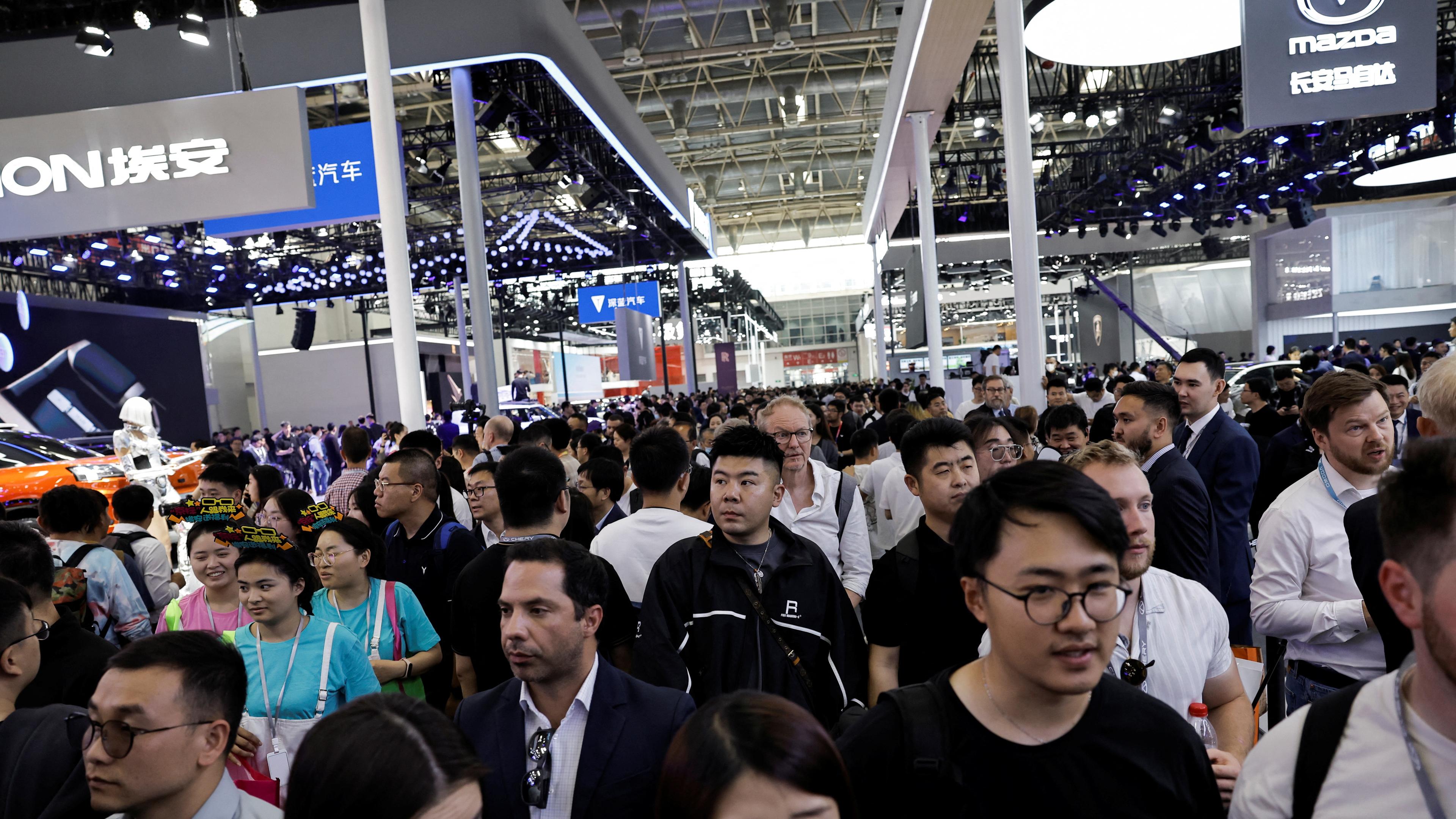 Visitors at the Beijing International Automotive Exhibition, or Auto China 2024, in Beijing, China, April 25, 2024.