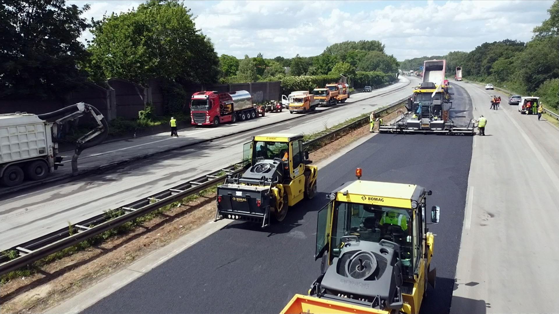 Baustelle auf A3 bei Duisburg