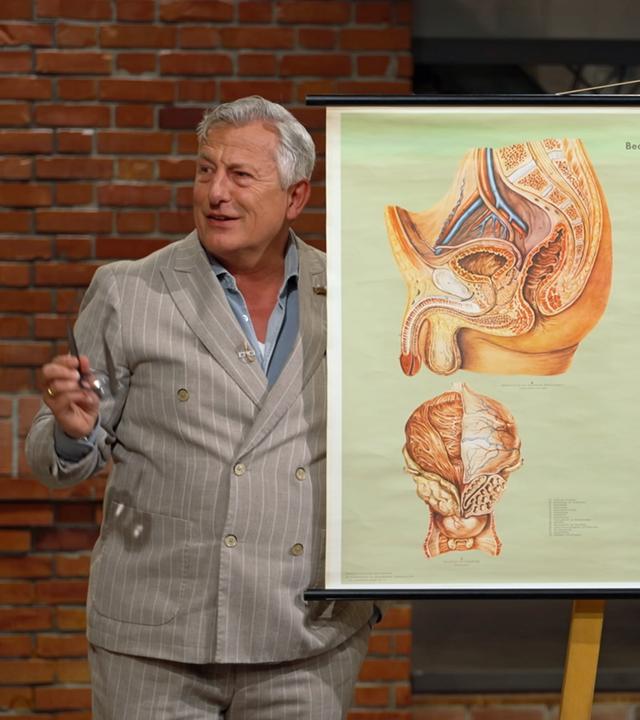 Markus Wildhagen mit einer alten Schulwandkarte