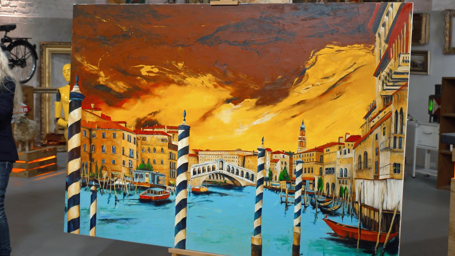 Ein Gemälde zeigt den Rio Grande in Venedig