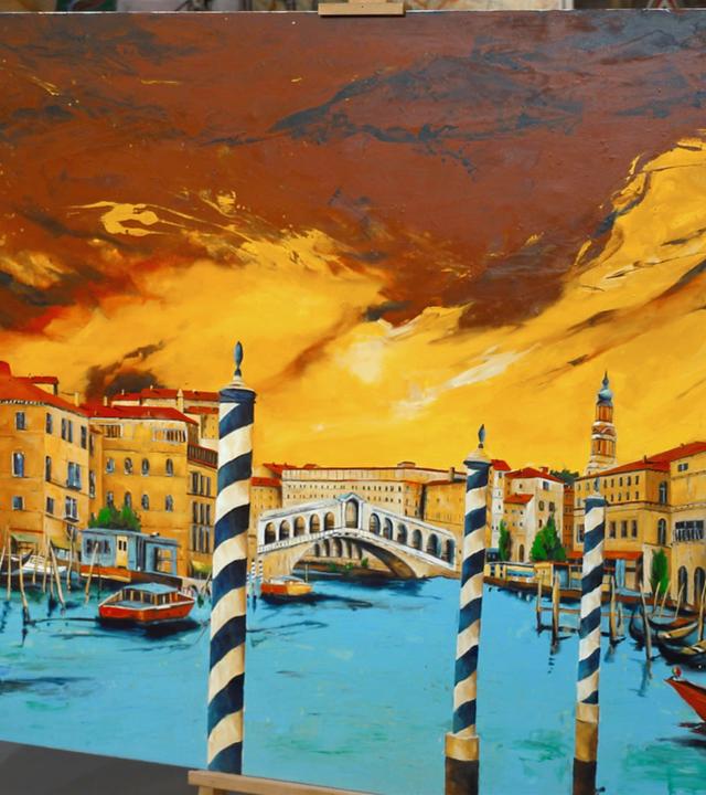 Ein Gemälde zeigt den Rio Grande in Venedig