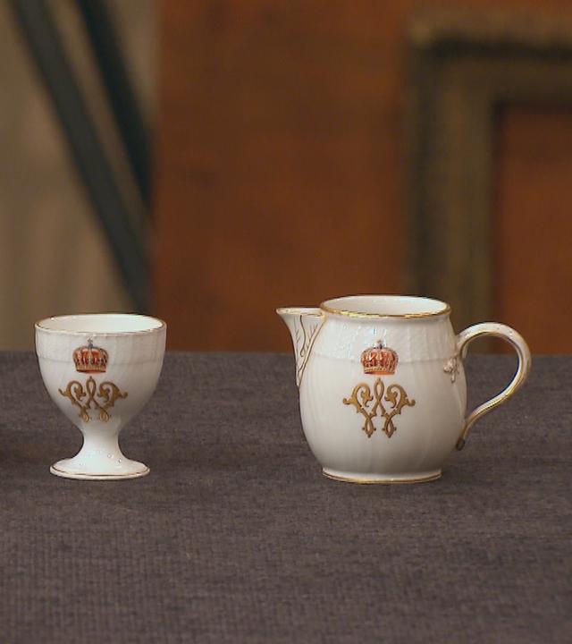 Drei Eierbecher und ein Sahnekännchen aus dem Besitz Kaiser Wilhelms II.