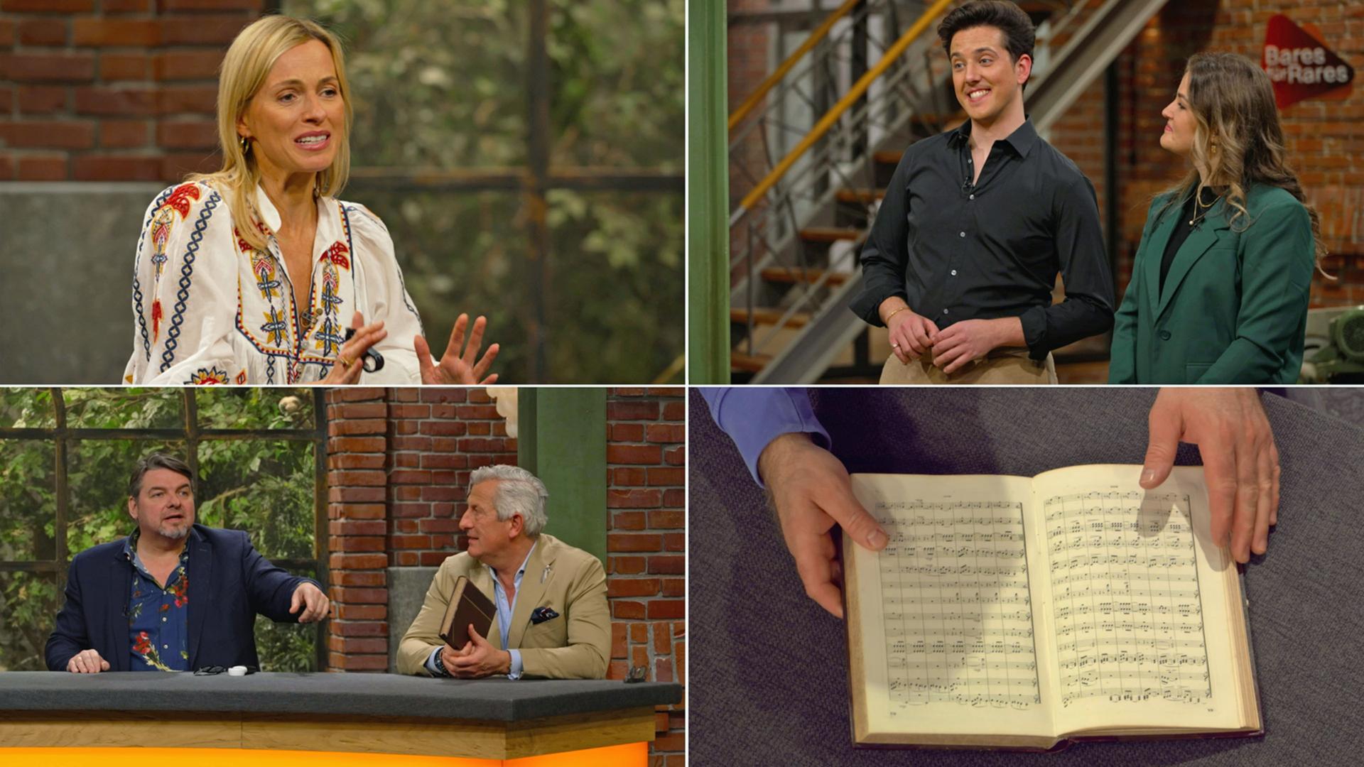 Collage mit Lisa Nüdling, Daniel Meyer, Markus Wildhagen, einem Verkäuferpaar und einer Partitur der Symphonie No. 3.