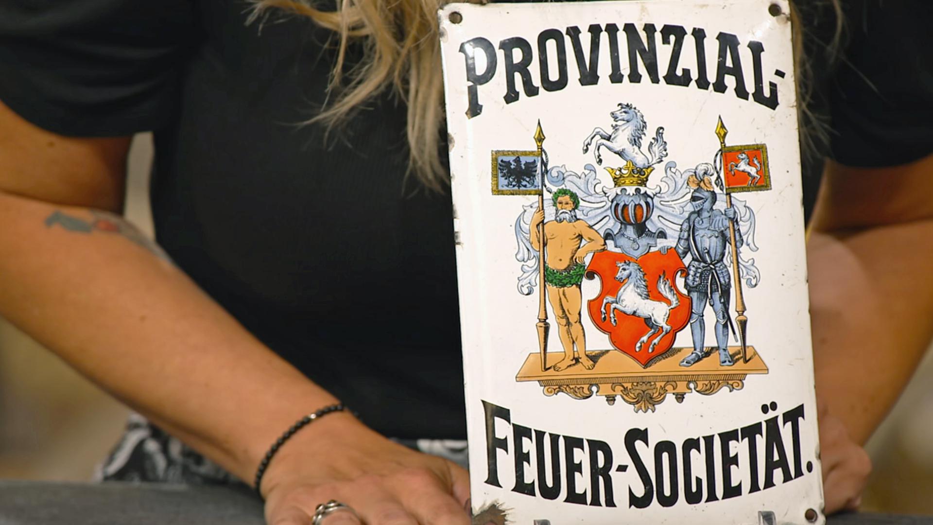 Antikes Emaille-Schild der Provinzial Feuer-Societät.