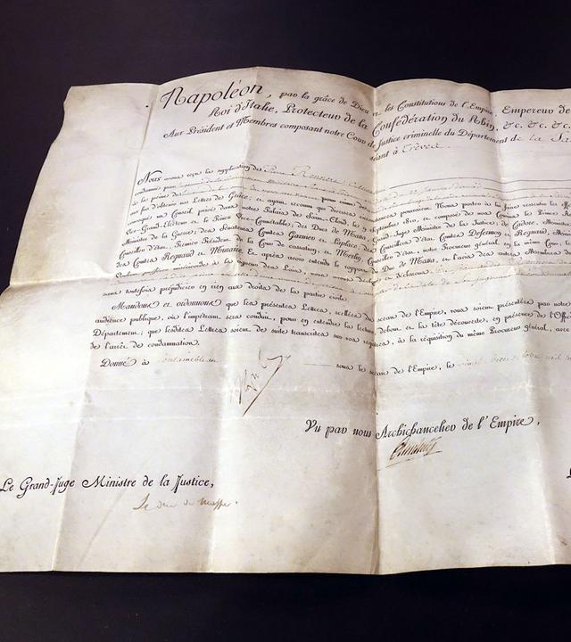 Von Napoleon Bonaparte signiertes Begnadigungsschreiben