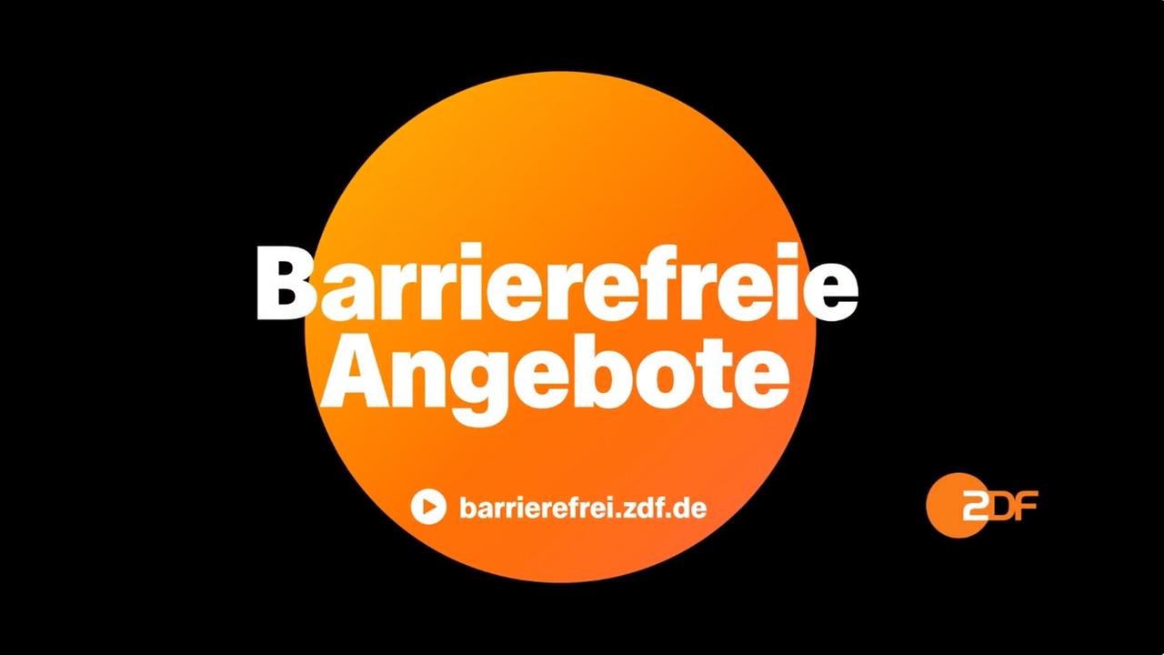 Typical für Hörfilme im ZDF: Schwarzbild mit ZDF Logo "Barrierefreiheit im ZDF"