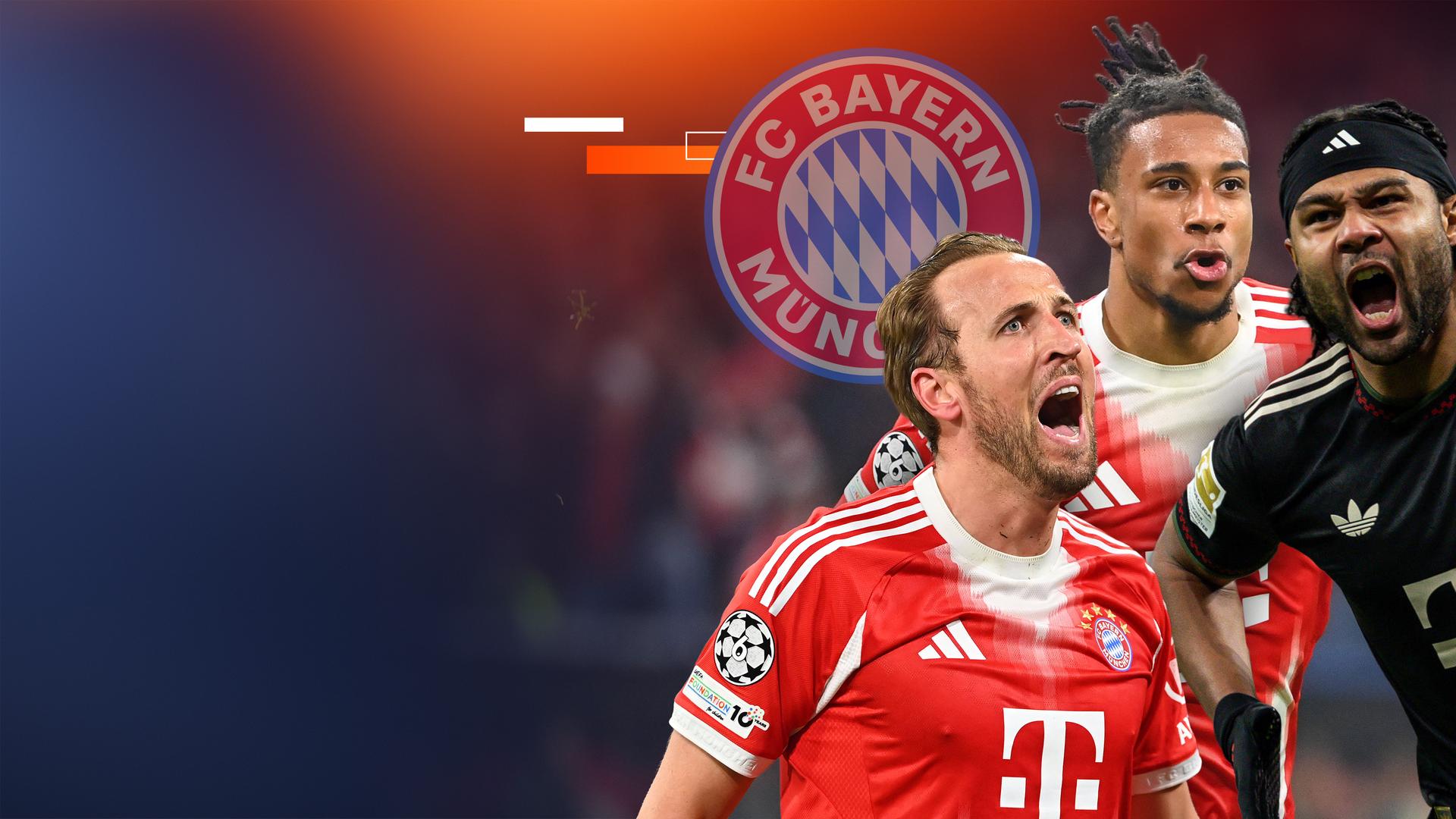 Harry Kane, Michael Olise und Serge Gnabry jubeln über Tore