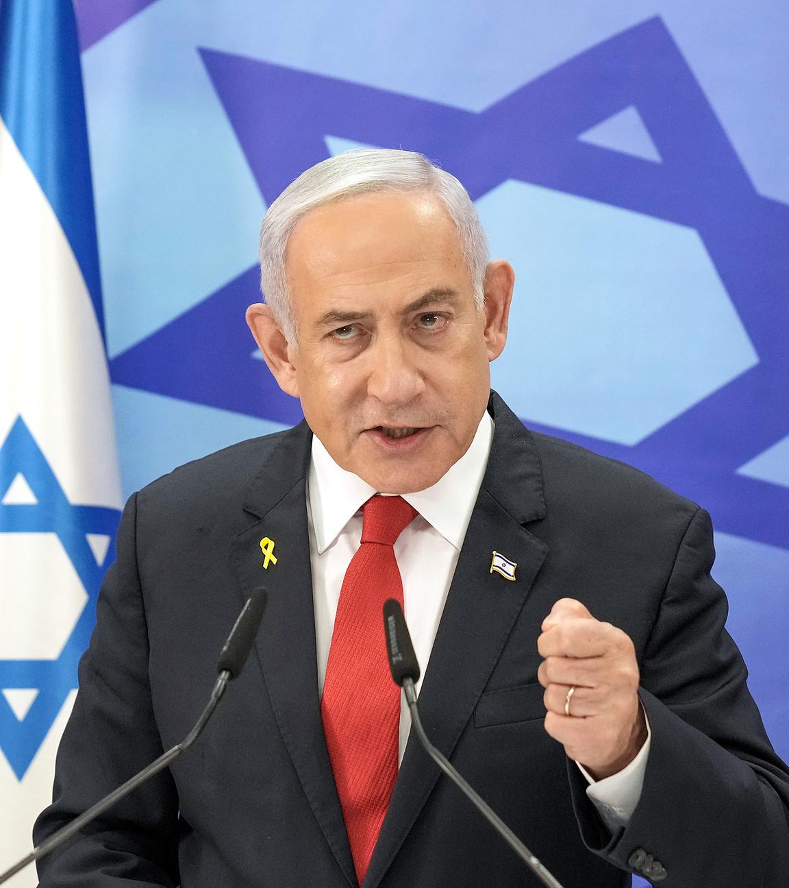 Der israelische Premierminister Benjamin Netanjahu spricht während einer Pressekonferenz in Jerusalem, aufgenommen am 09.12.2024