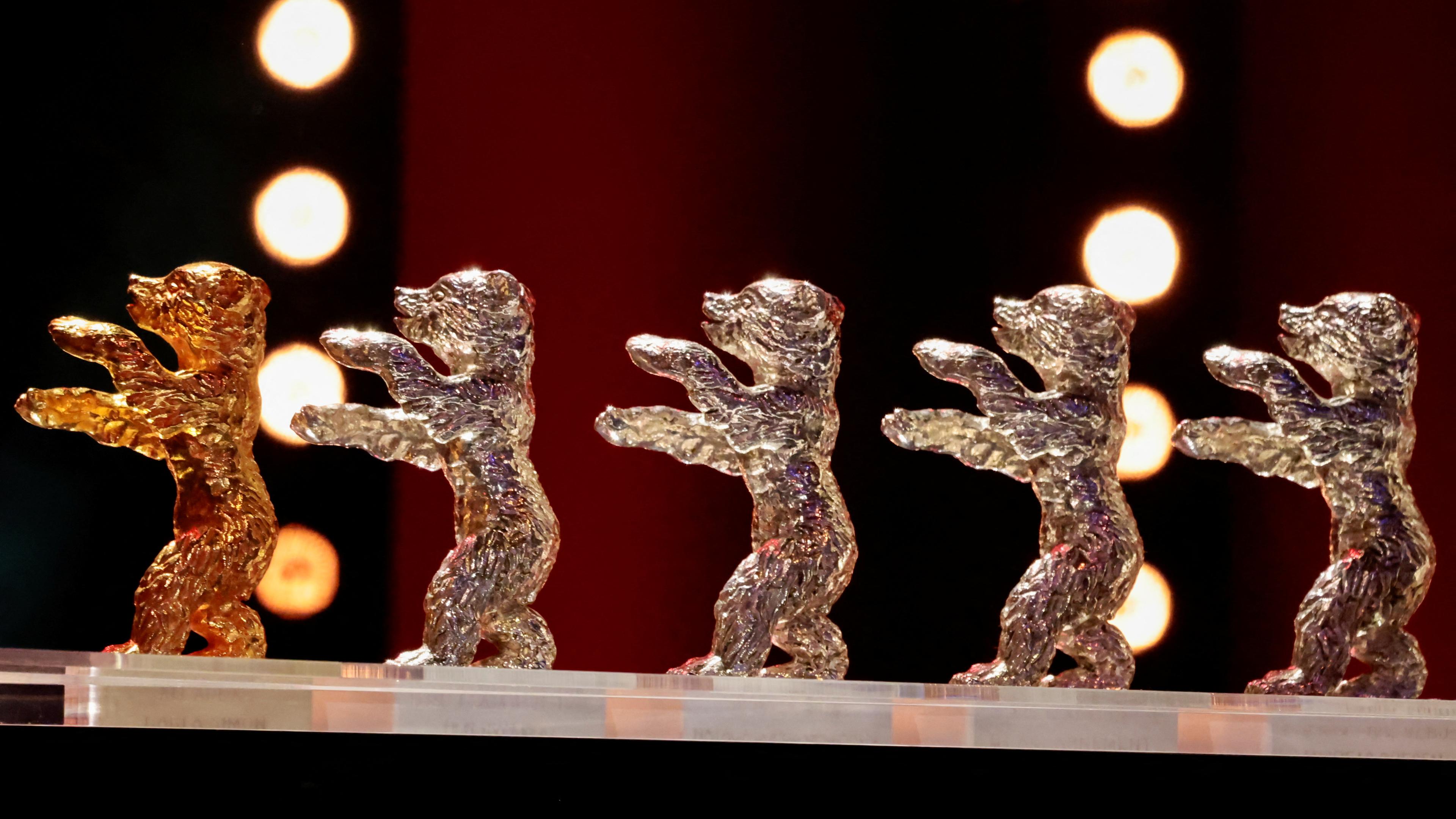 Berlinale Bear award statues are lined up ahead of the awards ceremony of the 72nd Berlinale International Film Festival in Berlin, Germany, February 16, 2022.