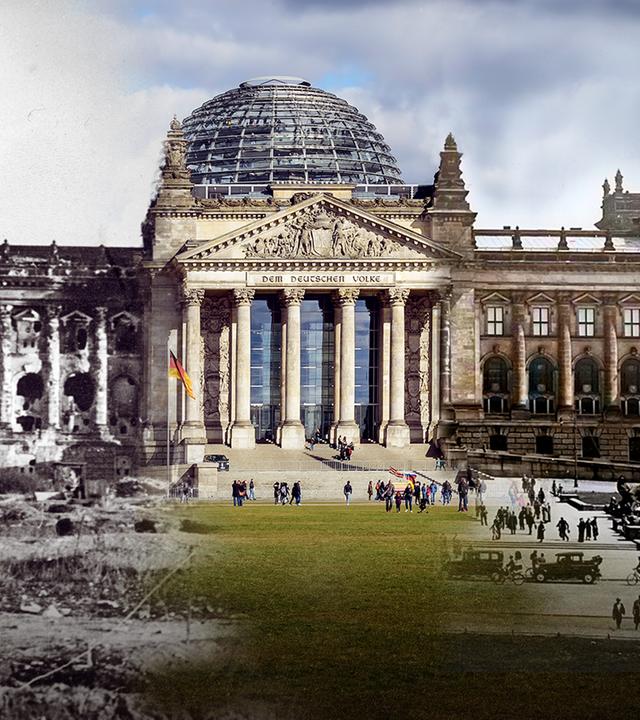 Berliner Reichstag, Collage aus verschiedenen Zeitabschnitten
