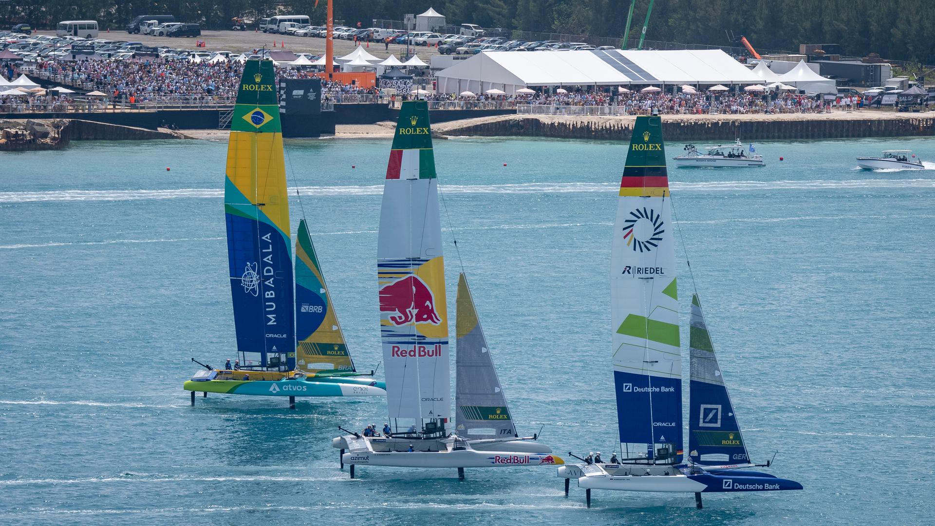 Die Segelkatamarane in Aktion beim Bermuda Sail Grand Prix 2026
