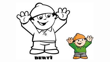 Mainzelmännchen-Ausmalbild: BVerti reckt die Arme nach oben