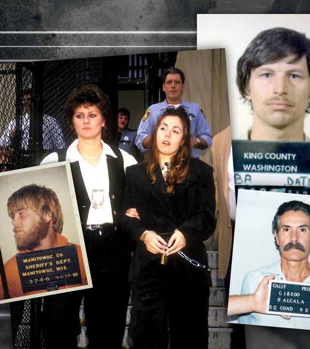 Montage: Aufnahmen der Mörder Steven Avery, Amy Fisher, Gary Ridgway und Rodney Alcala.
