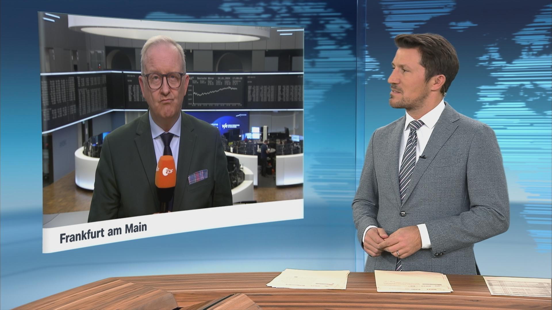 ZDF-Börsenexperte Frank Bethmann im Gespräch mit Moderator Christopher Wehrmann.
