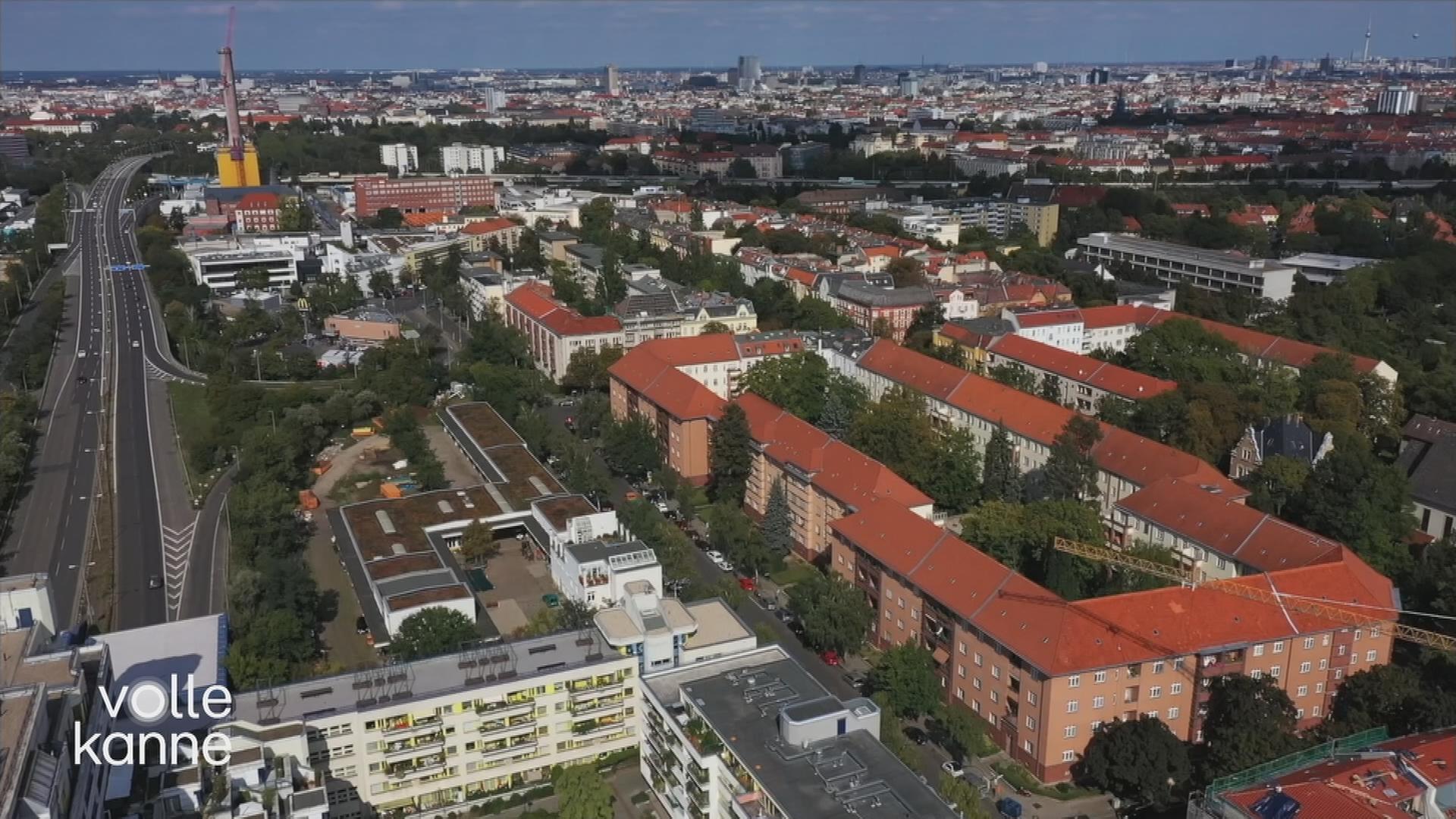 Häuser in einer Stadt aus Vogelperspektive