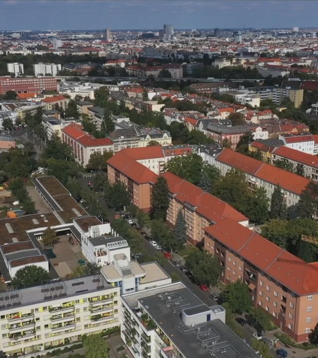 Häuser in einer Stadt aus Vogelperspektive