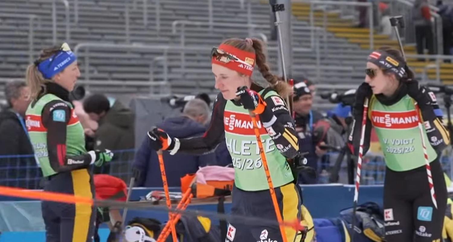 Deutsche Biathletinnen vor dem Rennen