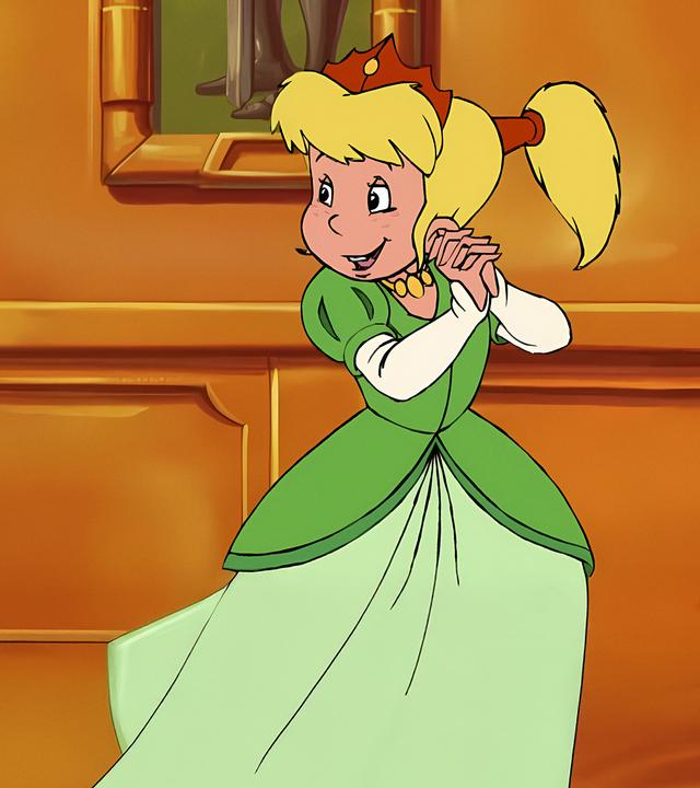 Bibi hält zwei Diademe in der Hand und lächelt.
