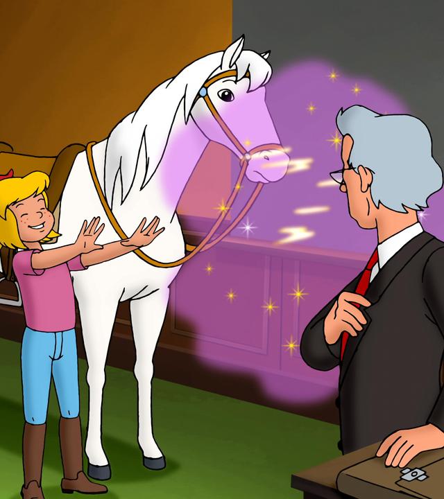 Bibi verhext den Lehrer Krähwinkel.