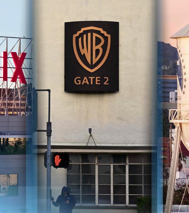 Die Logos der Konzerne Warner Bros., Netflix und Paramount