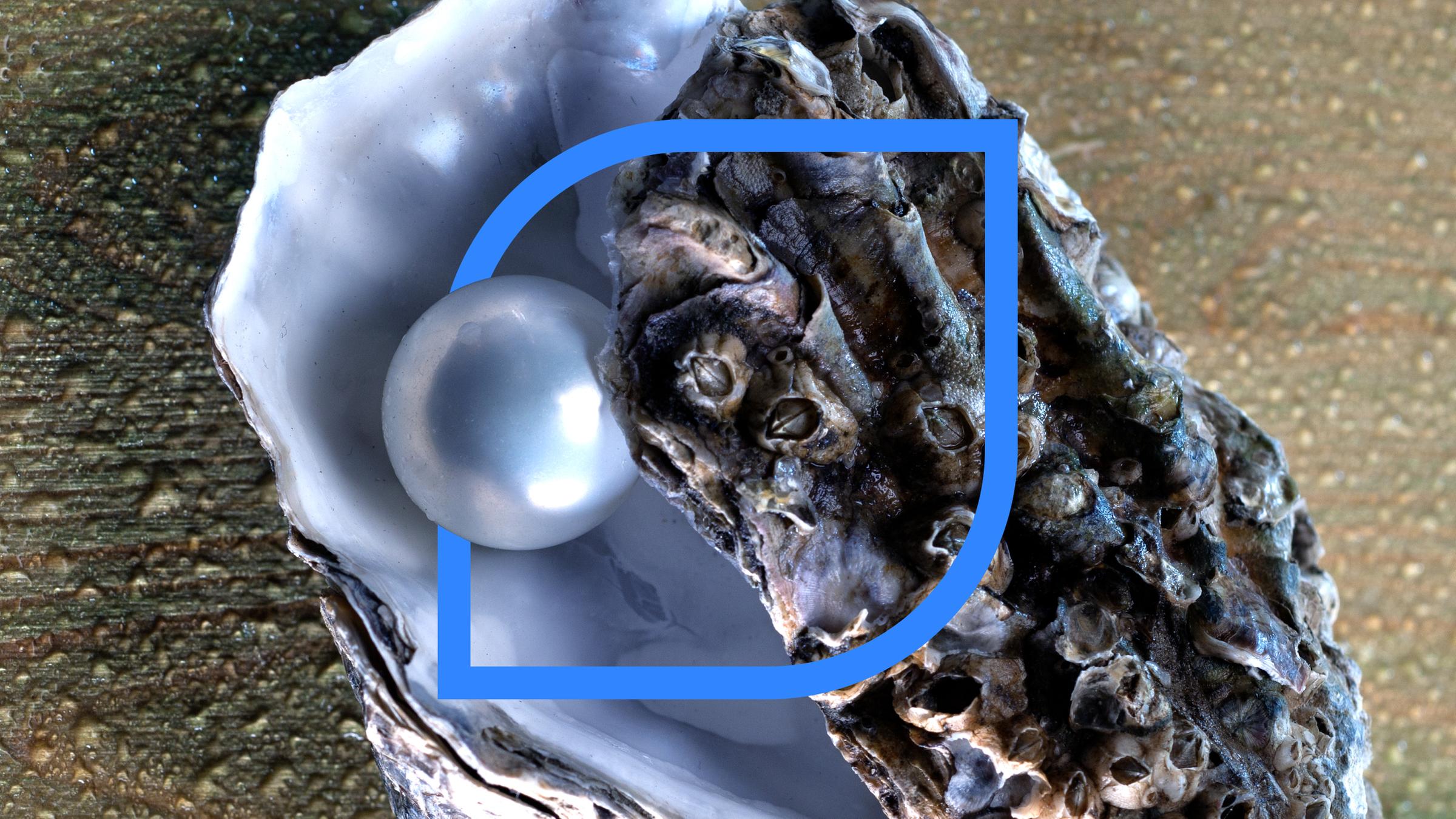 Eine Perle in einer Auster