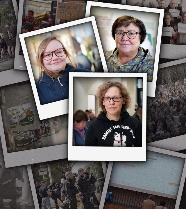 Drei Frauen auf Polaroids